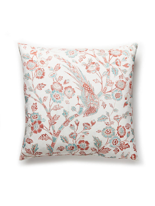 Scalamandre Anissa Print 22 X 22 - Coral Spice Decorative Pillow