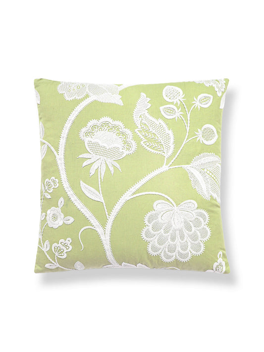 Scalamandre Kensington Embroidery 22 X 22 - Celery Decorative Pillow