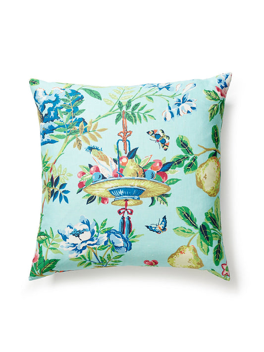 Scalamandre Shantung Garden 24 X 24 - Aquamarine Decorative Pillow