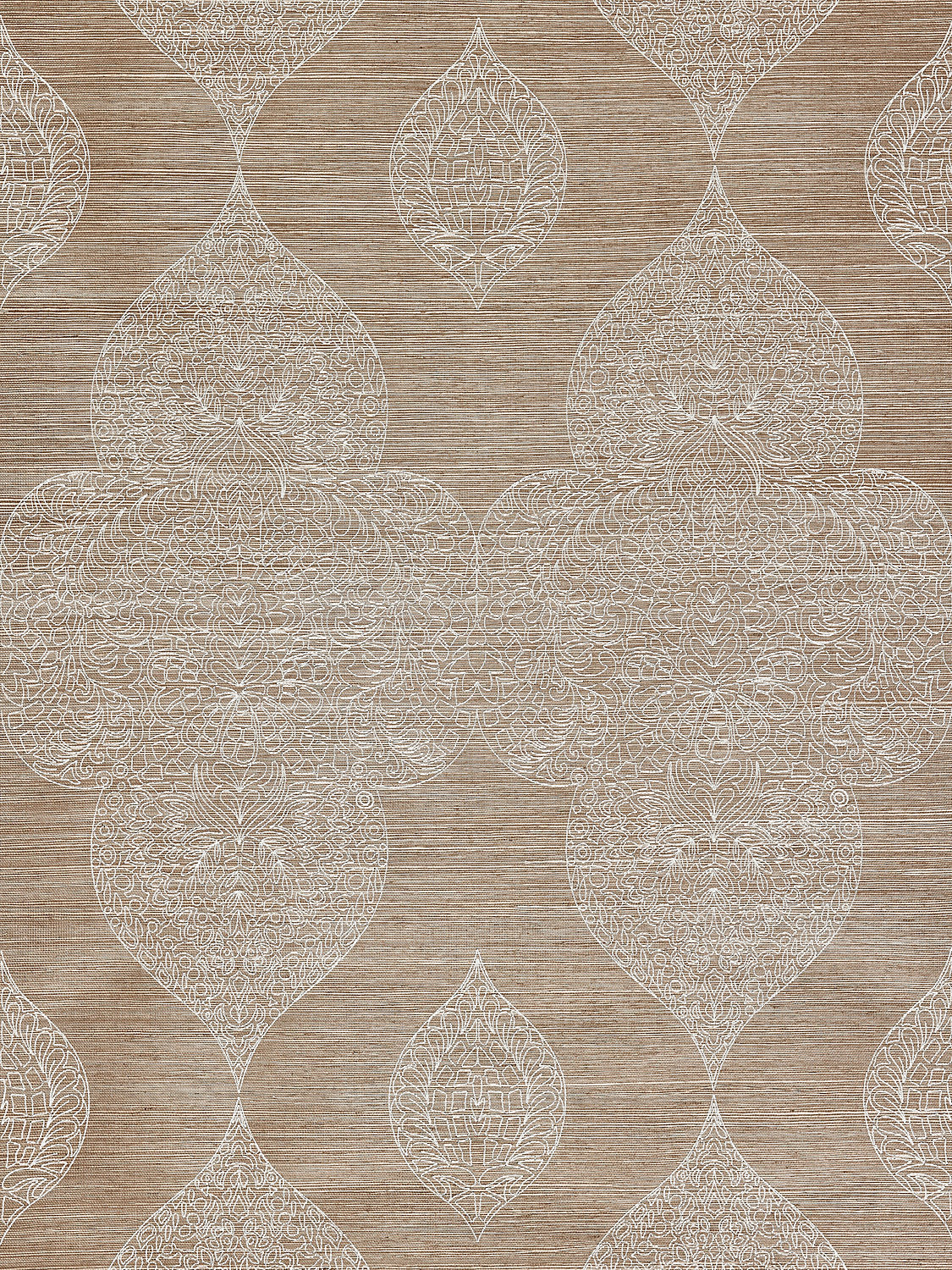 Scalamandre Taj Embroidered Sisal Nutmeg Wallcovering
