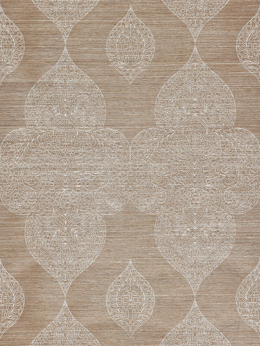 Scalamandre Taj Embroidered Sisal Nutmeg Wallcovering