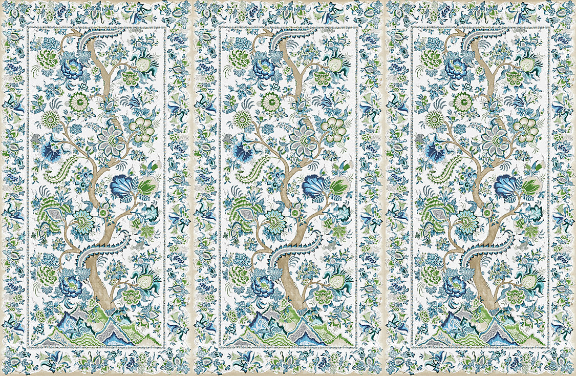 Scalamandre Metropolitan Palampore Mural Aegean Wallcovering