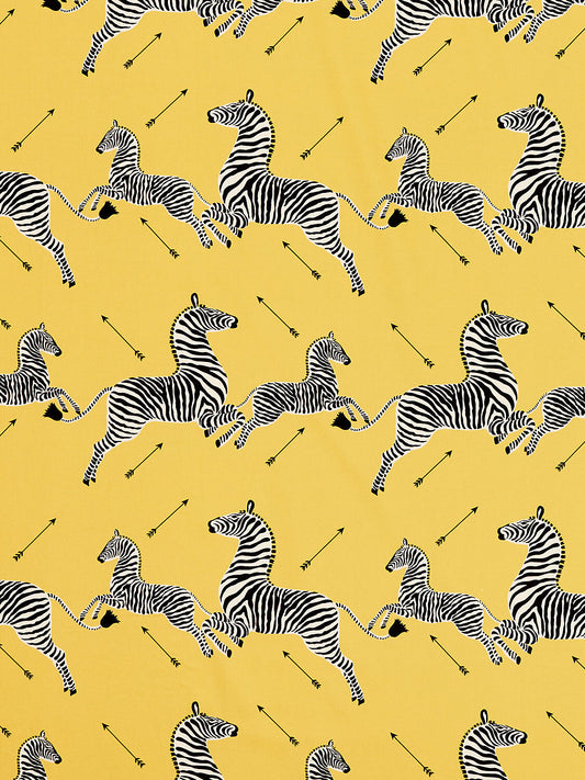 Scalamandre Zebras Petite Yellow Black White Cotton Print Animal MSRP USD266/y