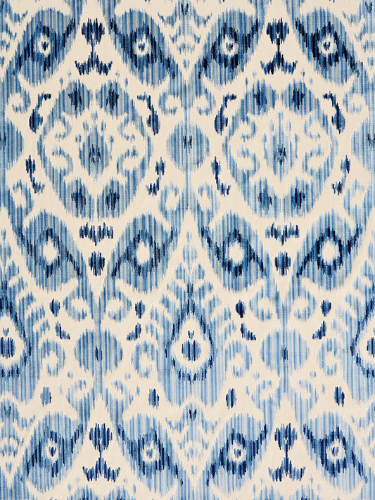 Special Order Scalamandre Tashkent Velvet Pacific Blue Ikat Black Beige Cotton Viscose MSRP USD624/y