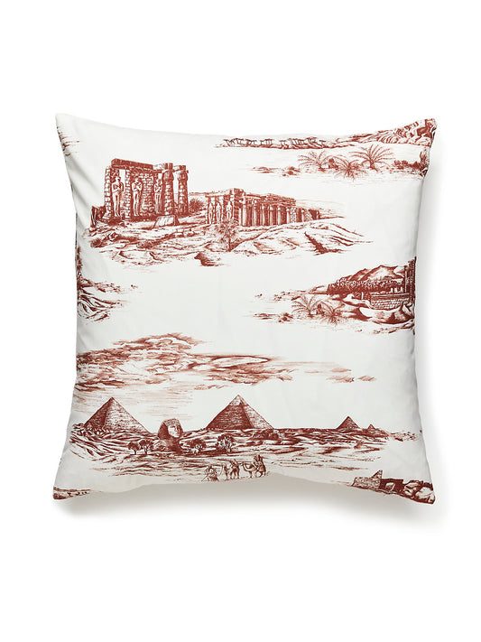 Scalamandre Cairo Toile 22 X 22 - Red Clay Decorative Pillow