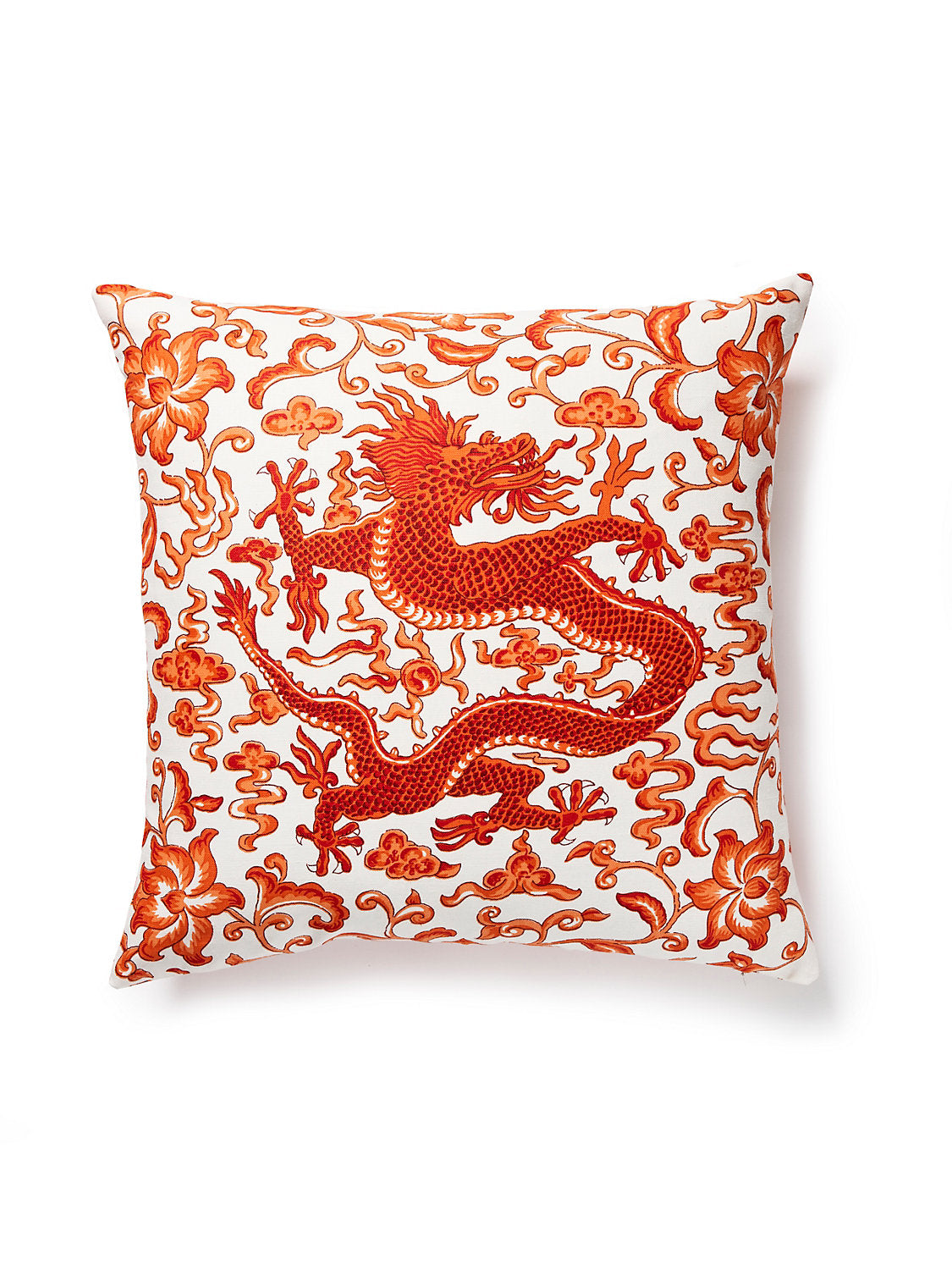 Scalamandre Chi'en Dragon 22 X 22 - Persimmon Decorative Pillow