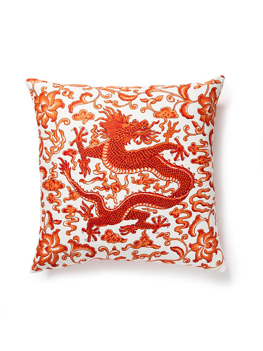 Scalamandre Chi'en Dragon 22 X 22 - Persimmon Decorative Pillow