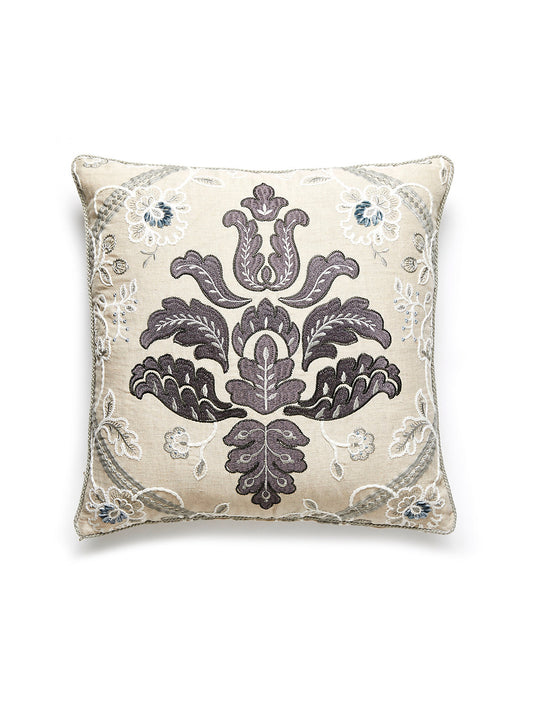 Scalamandre Isabella Embroidery 22 X 22 - Graphite Decorative Pillow