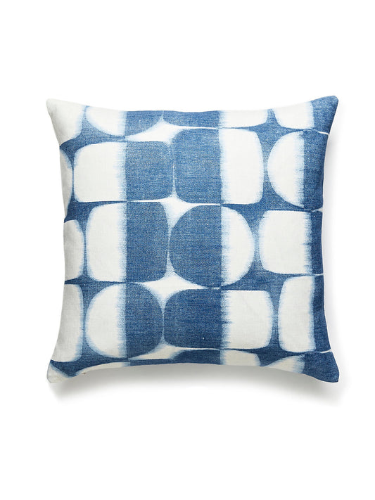 Scalamandre Rift Linen Print 22 X 22 - Blueprint Decorative Pillow