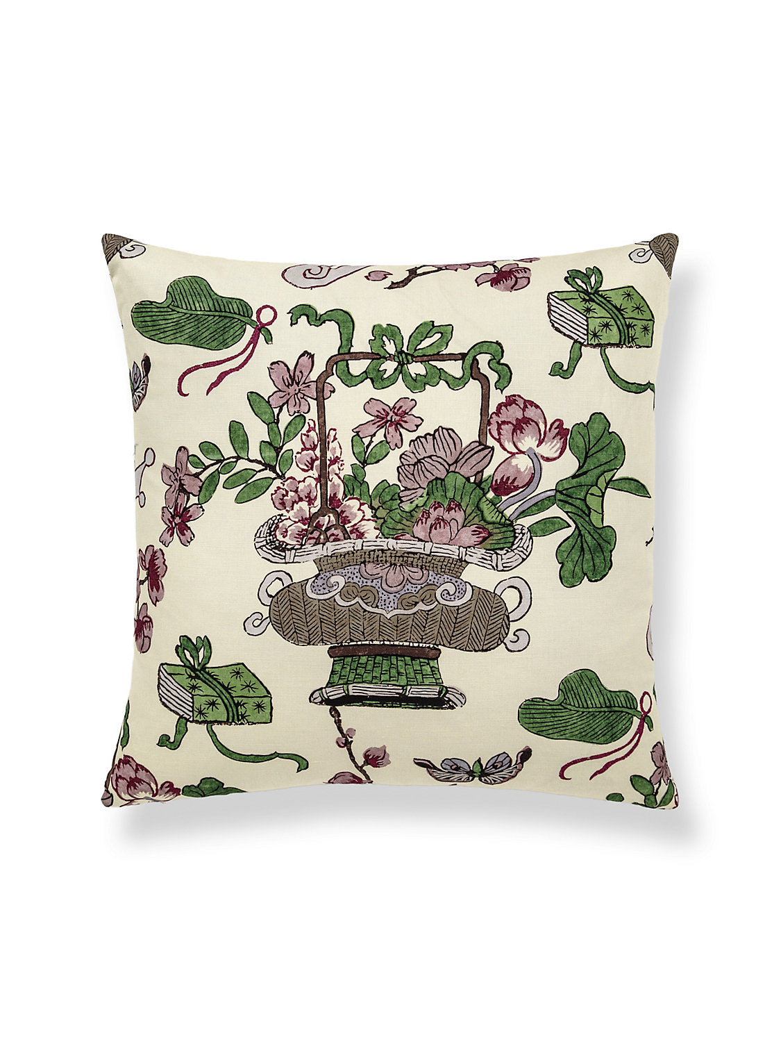 Scalamandre Shanghai Blossoms 22 X 22 - Mulberry Decorative Pillow