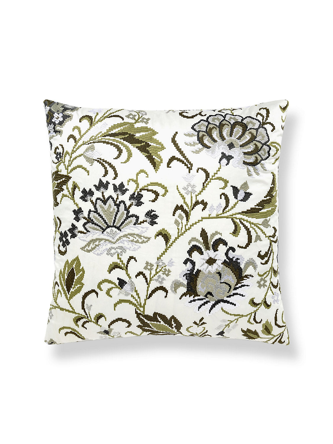 Scalamandre Delphine Embroidery 22 X 22 - Ash Decorative Pillow