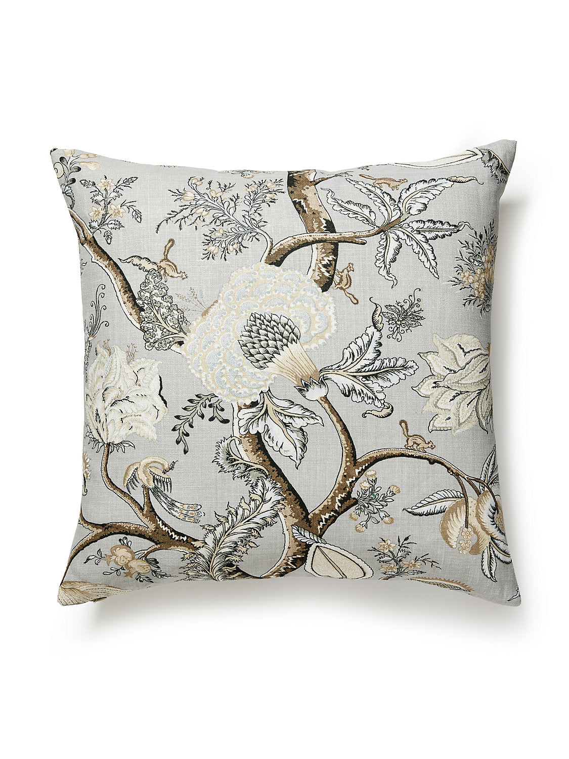 Scalamandre Pondicherry Linen Print 24 X 24 - Mineral Decorative Pillow