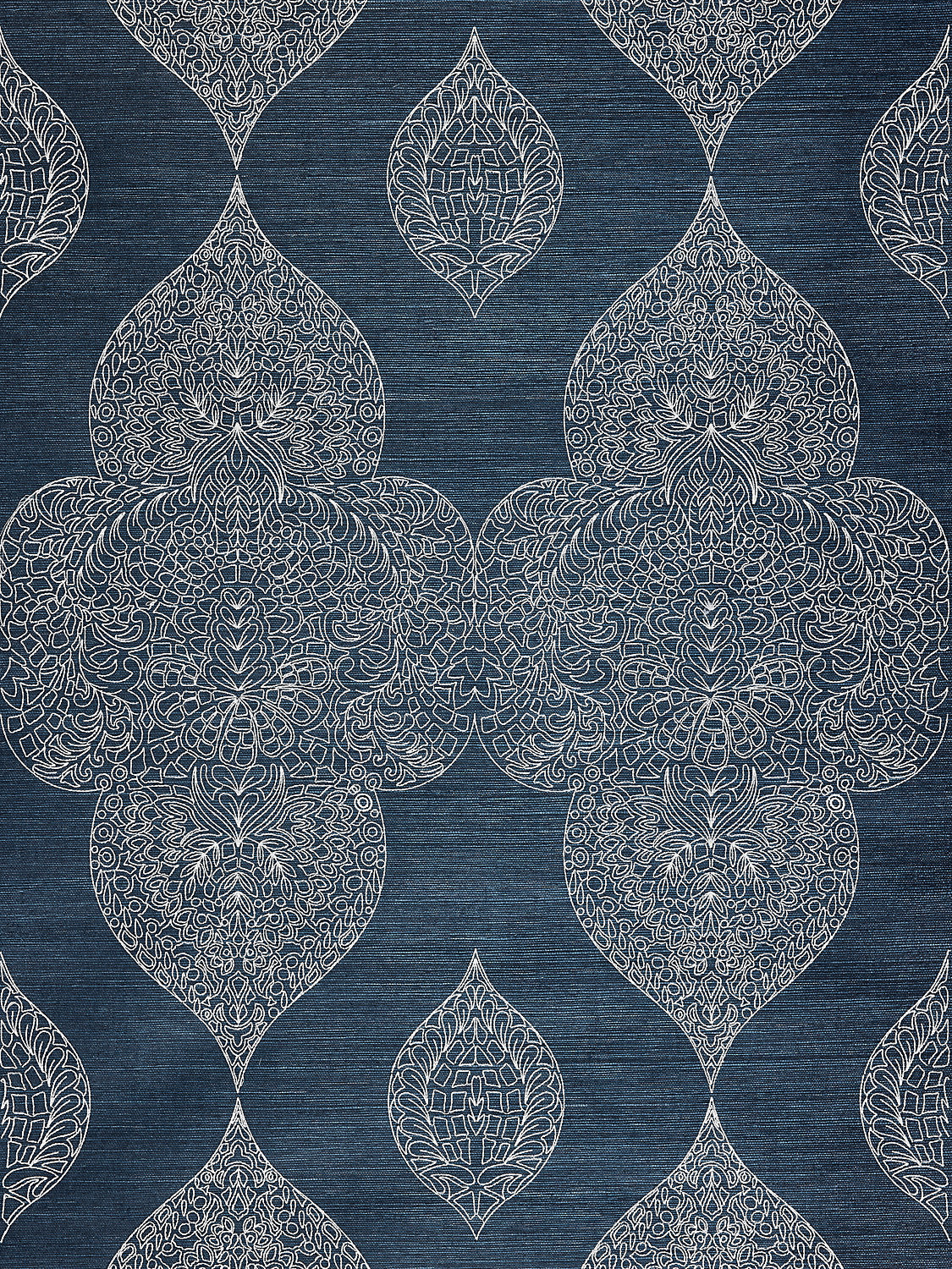 Scalamandre Taj Embroidered Sisal Indigo Wallcovering