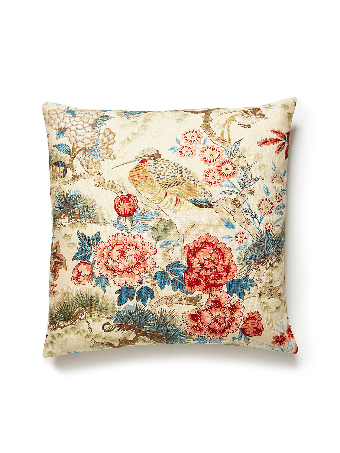 Scalamandre Shenyang Linen Print 22 X 22 - Sandalwood Decorative Pillow