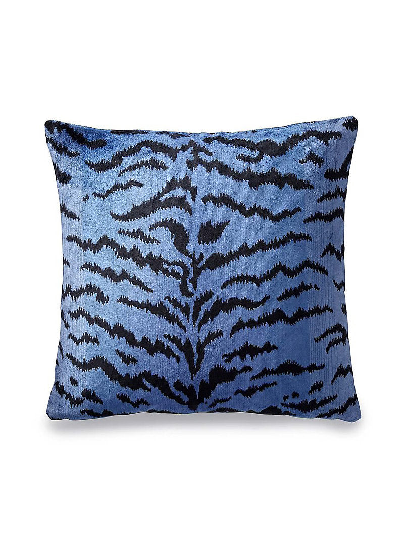 Scalamandre Tigre / Silk 22 X 22 - Blues & Black Decorative Pillow