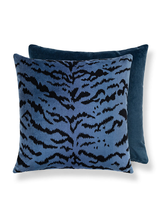 Scalamandre Tigre 22 X 22 - Blues & Black / Indigo Decorative Pillow