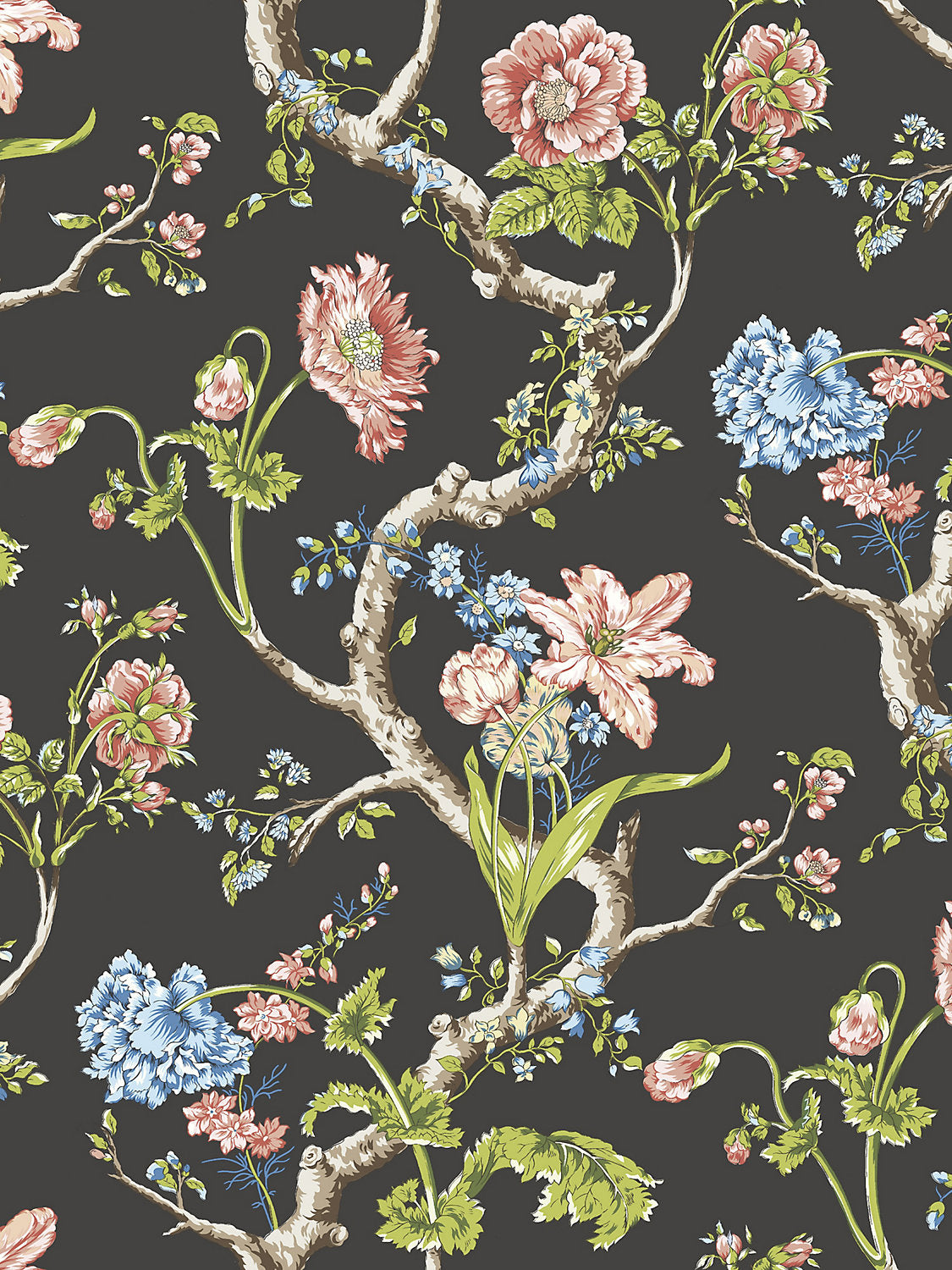 Scalamandre Andrew Jackson Floral Noir Wallcovering