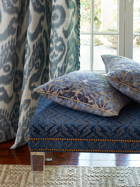 Scalamandre Palazzo Velvet Indigo Deep Blue Damask MSRP USD 556/y - Special Order - By The Yard