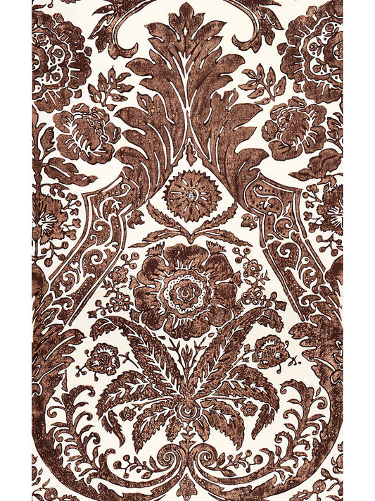 Scalamandre Luciana Damask Print Espresso Wallcovering
