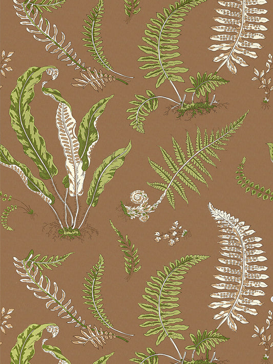 Scalamandre Elsie De Wolfe Greens on Brown Wallcovering
