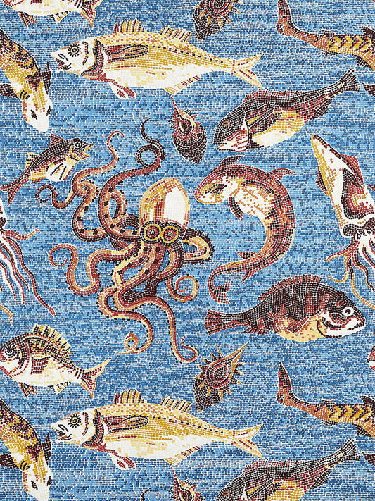 Scalamandre Mikonos Rust & Blue Wallcovering