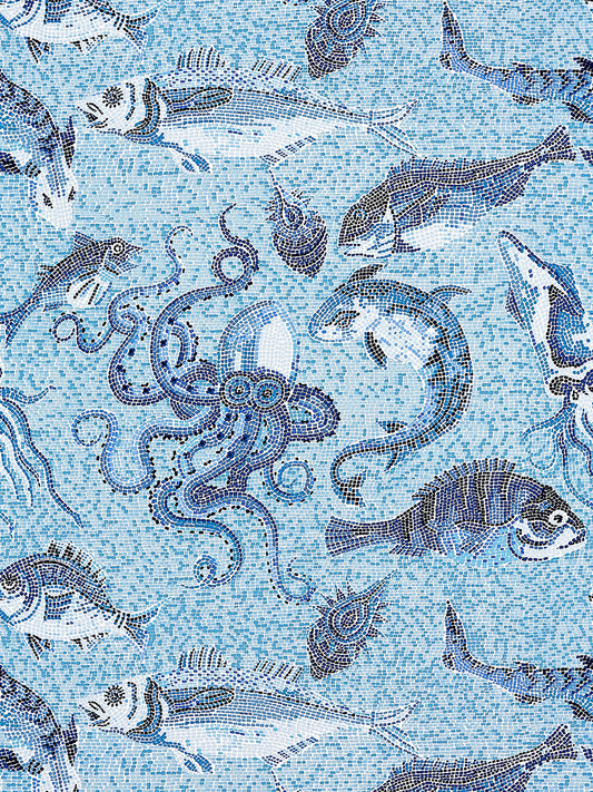 Scalamandre Mikonos Blue Wallcovering