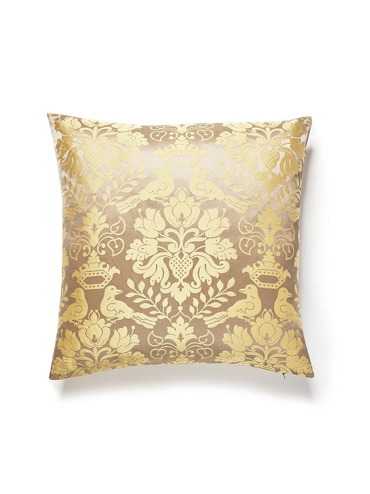 Scalamandre Love Bird 22 X 22 - Chocolate & Gold Decorative Pillow