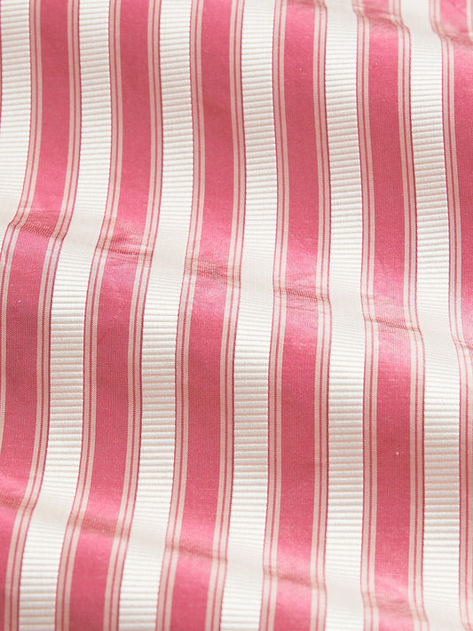 Special Order Scalamandre Shirred Stripe Wild Rose Pink White Silk MSRP USD 363/y