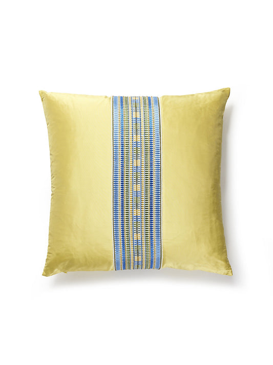 Scalamandre Amarna / Olympia Taffeta 22 X 22 - Nile Blue / Daffodil Decorative Pillow