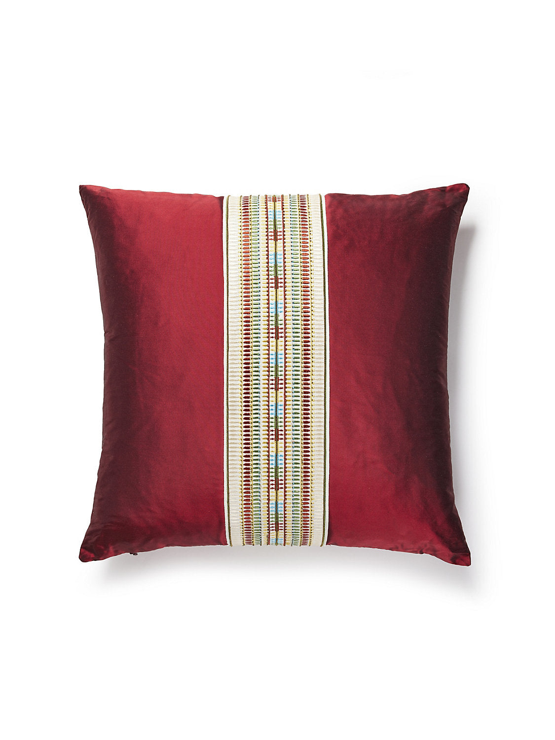 Scalamandre Amarna / Olympia Taffeta 22 X 22 - Multi / Deep Red Decorative Pillow