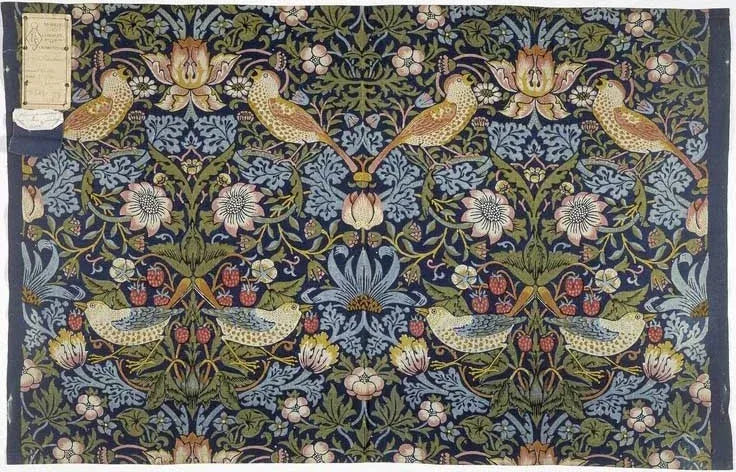 10 Berkbox56 2.4 yard Scalamandre Bird Strawberry Thief William Morris Floral pattern Blue