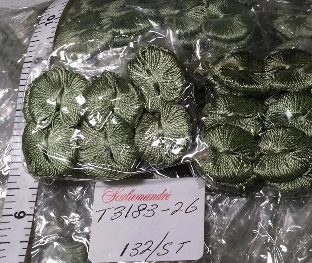 Scalamandre 100% Silk Lafayette Tuft 12 Pieces! T3183-019 Dark Olive