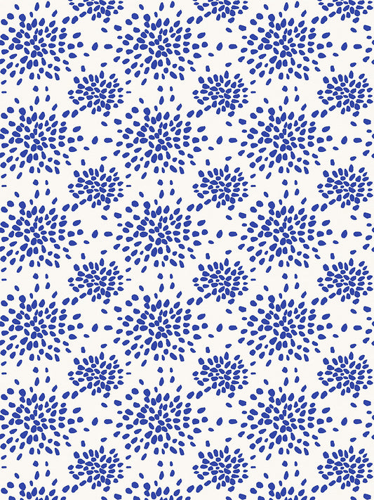 Hinson Fireworks Blue on White Wallcovering