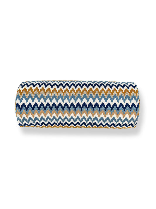 Scalamandre Rainbow Mountain Crewel 21 X 7 - Denim Gold Decorative Pillow