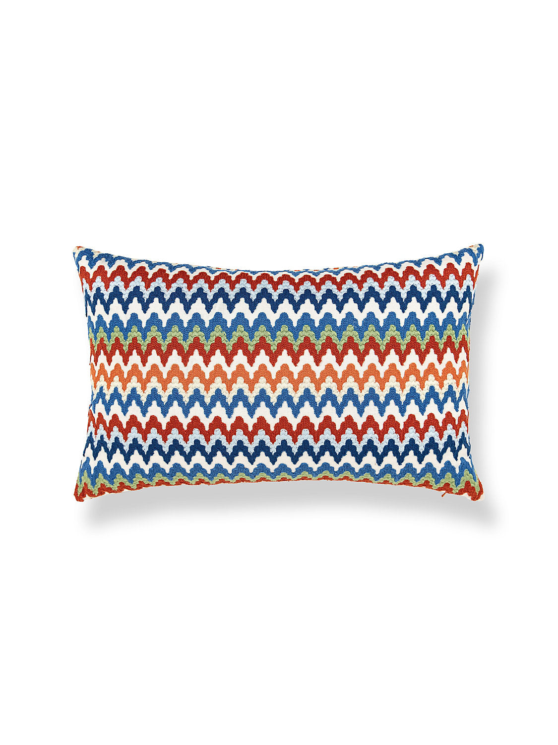 Scalamandre Rainbow Mountain Crewel 14 X 22 - Cobalt Rouge Decorative Pillow