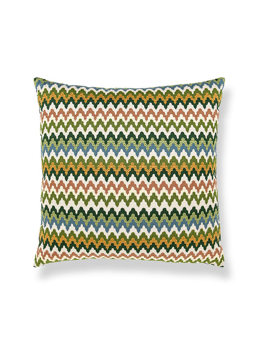 Scalamandre Rainbow Mountain Crewel 22 X 22 - Forest Clay Decorative Pillow