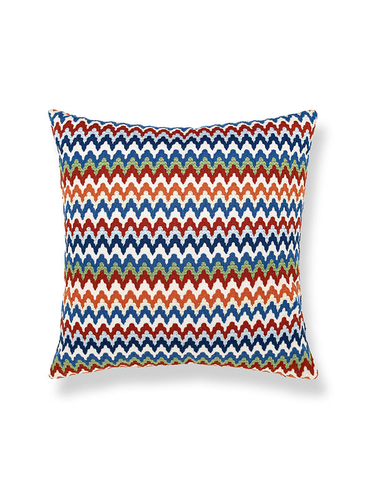 Scalamandre Rainbow Mountain Crewel 22 X 22 - Cobalt Rouge Decorative Pillow