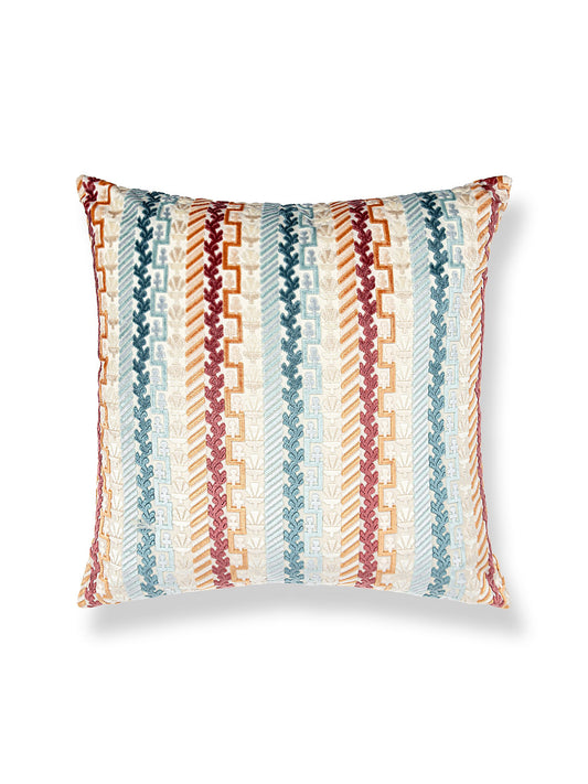 Scalamandre Villelaure 22 X 22 - Orange Teal Decorative Pillow