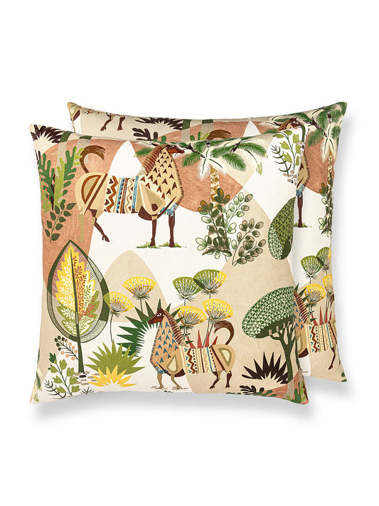 Scalamandre Llamas 24 X 24 - Leaf Terracotta Decorative Pillow