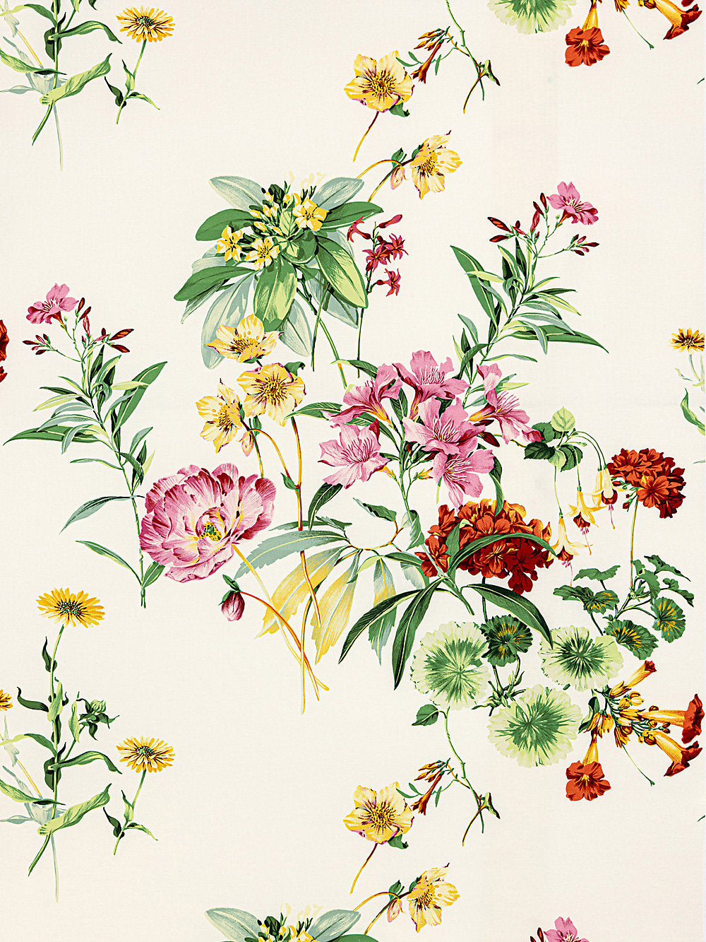 Scalamandre Parfumerie Pink Multi Floral Cotton Printed Fabric - Special Order