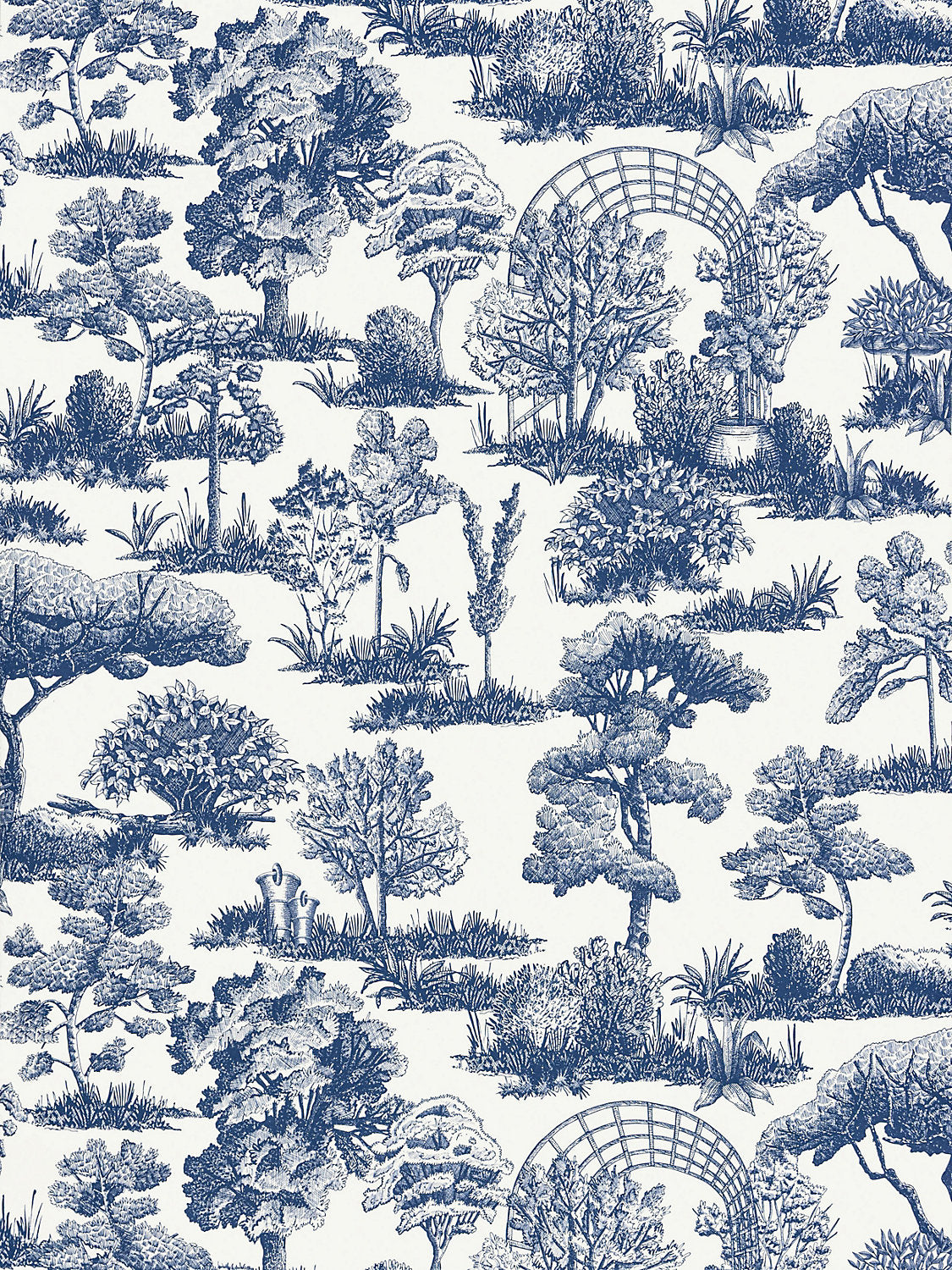 Scalamandre Garden Toile Lapis Wallcovering