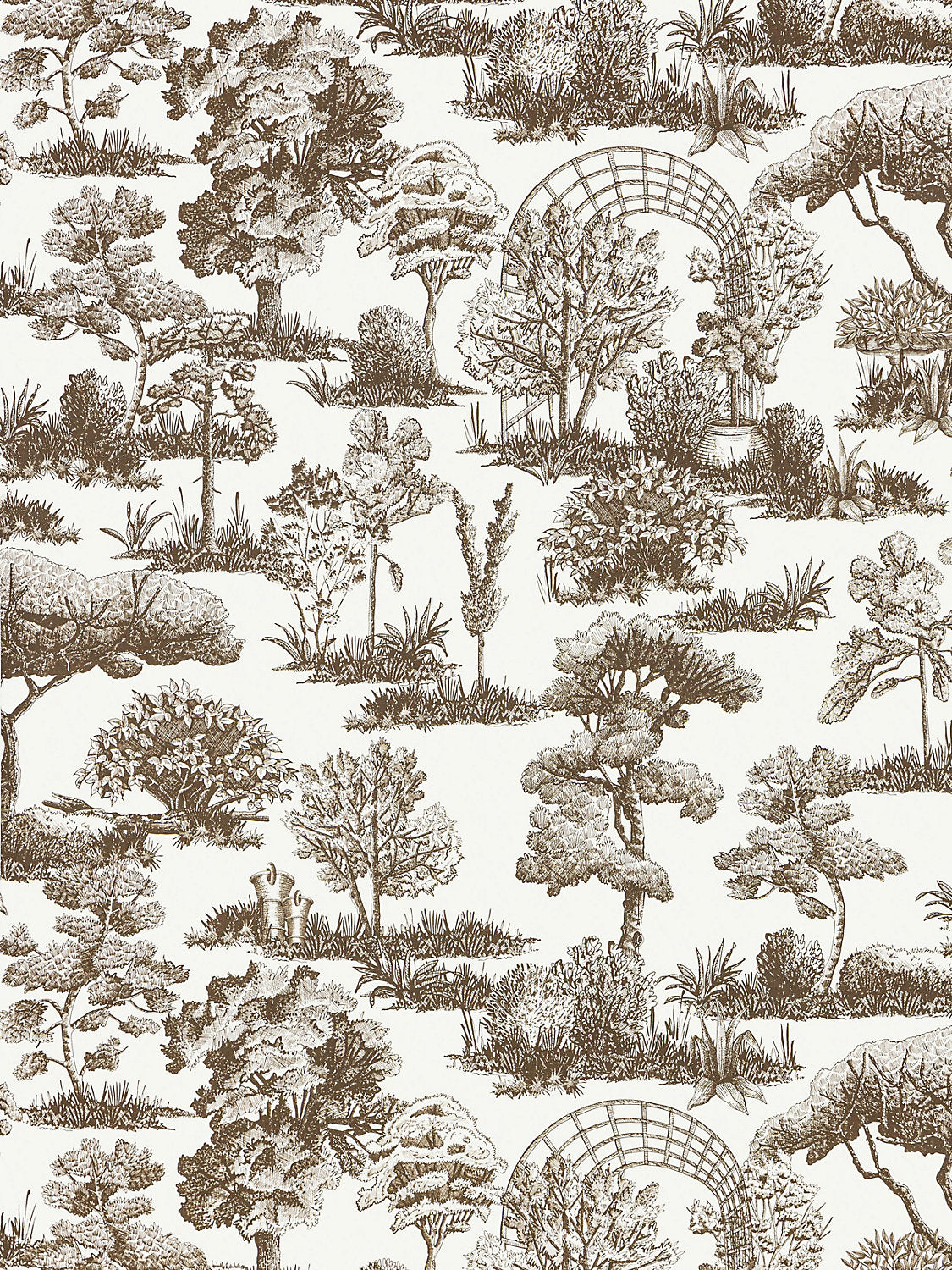 Scalamandre Garden Toile Espresso Wallcovering
