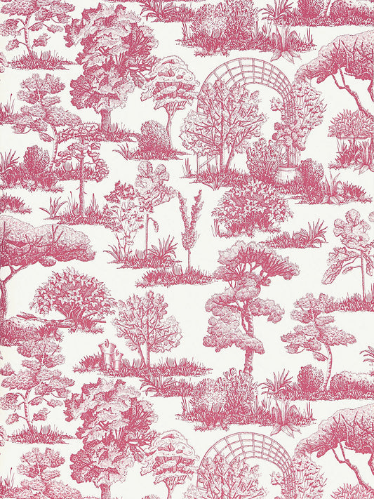 Scalamandre Garden Toile Raspberry Wallcovering