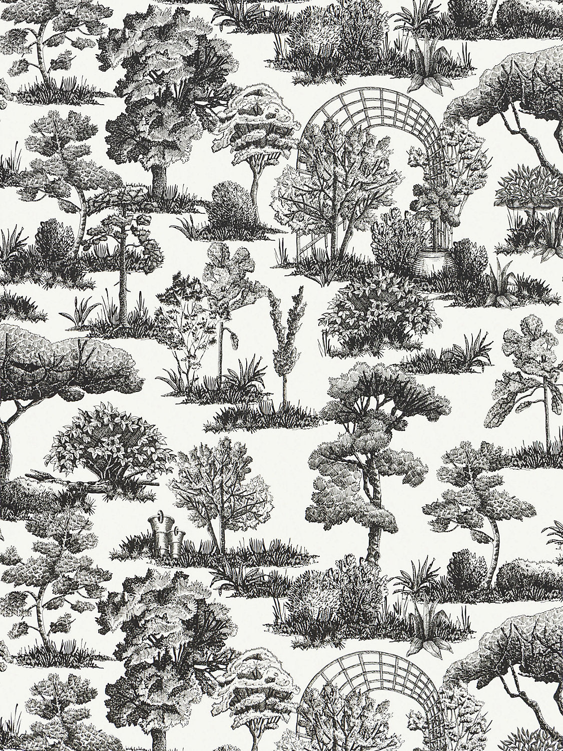 Scalamandre Garden Toile Onyx Wallcovering