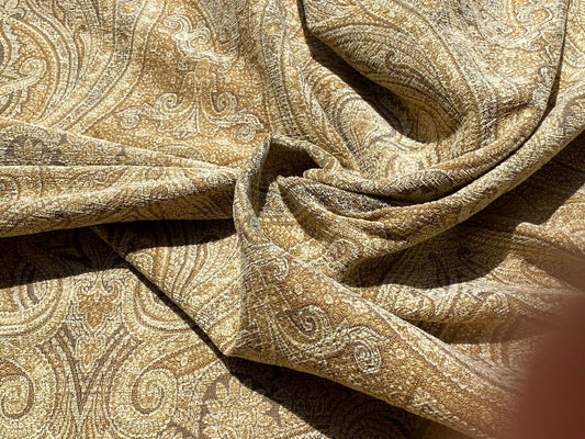Scalamandre Asha Gold Woven Turkish Paisley Chenille- Gold Red Rust - By The Yard