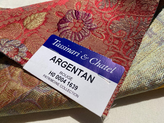 Tassinari and Chatel Scalamandre Argentan Rouge Red Lampas Floral Historic Large Pattern MSRP USD 952/y Special Order