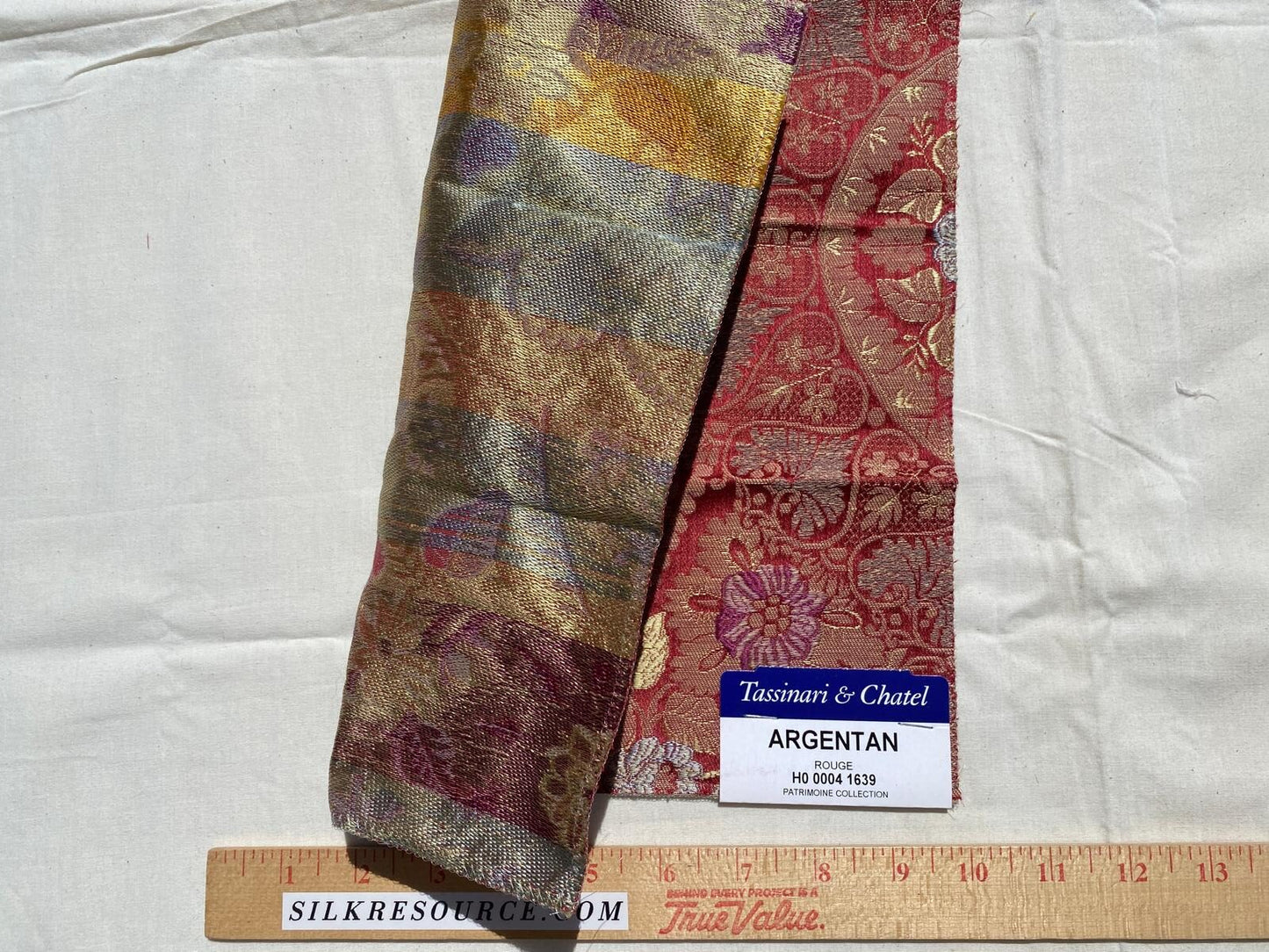 Tassinari and Chatel Scalamandre Argentan Rouge Red Lampas Floral Historic Large Pattern MSRP USD 952/y Special Order