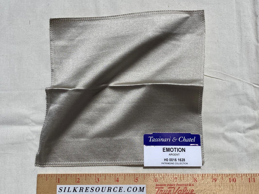 Tassinari and Chatel Scalamandre Emotion Argent Gray Silk Satin Plain Solid MSRP USD 1392/y Special Order
