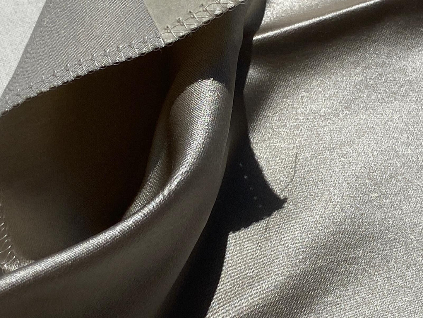 Tassinari and Chatel Scalamandre Emotion Argent Gray Silk Satin Plain Solid MSRP USD 1392/y Special Order