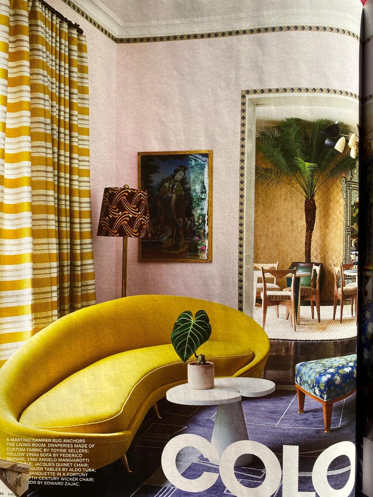 Scalamandre Bon Chance Multi Silk Taffeta Stripe With Sophisticated Colors Yellow Gold Red Turquoise Blue MSRP USD 132